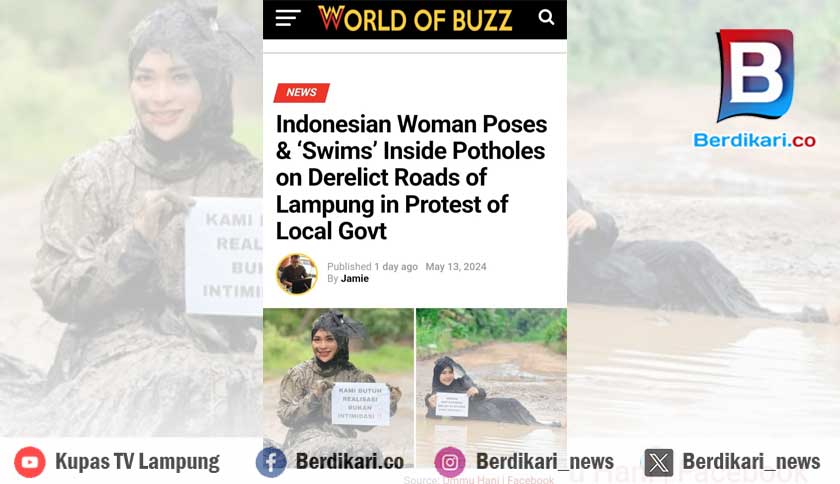 Aksi Selebgram Kritik Jalan Rusak di Lampung Selatan Disorot Media Asing