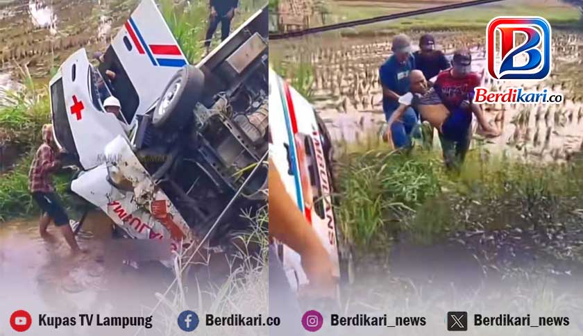 Ambulans Lapas Kotabumi Terjungkal Saat Antar Warga Binaan Cuci Darah