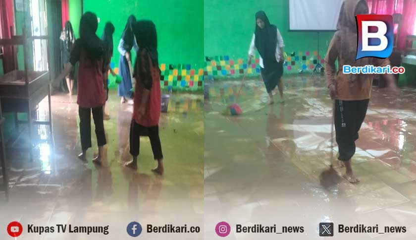 Banjir Menggenangi SMPN 2 Semaka, Siswa Belajar dari Rumah Sementara Waktu