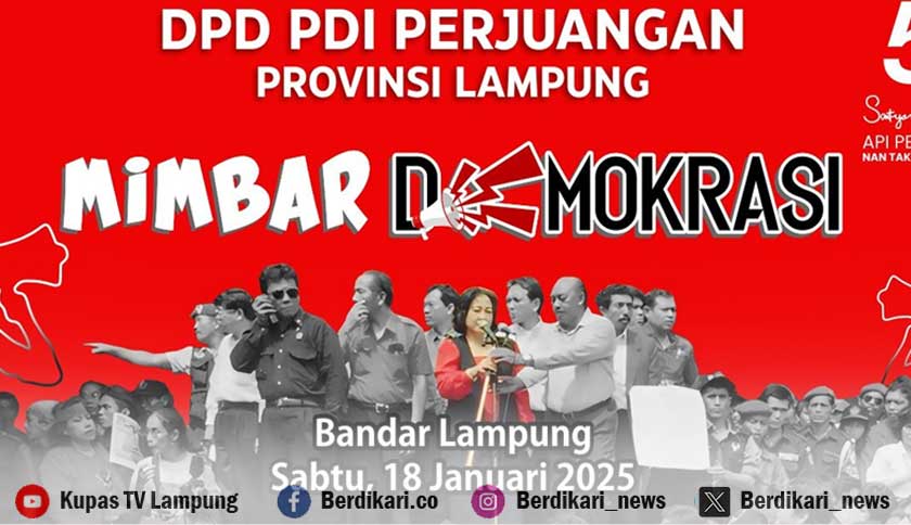 Besok, PDI Perjuangan Lampung Gelar Mimbar Demokrasi Bahas Penguatan Demokrasi 