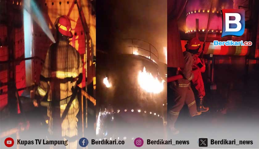Diduga Akibat Korsleting Listrik, Pabrik Pengolahan Kernel di Way Laga Bandar Lampung Terbakar