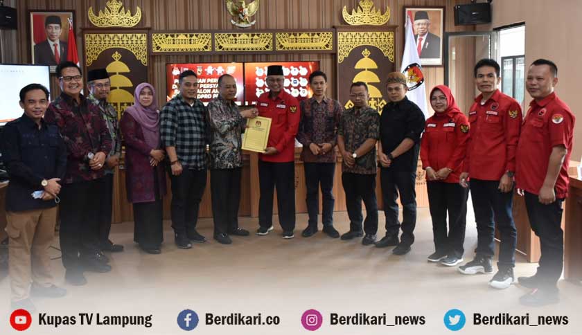 DPD PDI Perjuangan Lampung Serahkan Berkas Perbaikan Bacaleg Provinsi, KPU: Sudah Lengkap