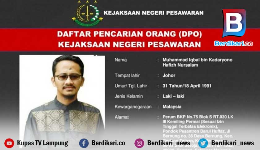 DPO Korupsi Dana BOS Ponpes Darul Huffaz Muhammad Iqbal Divonis 6 Tahun Penjara