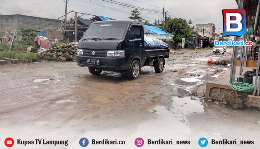 Gegara Dilewati Truk Over Tonase, Jalan di Pasir Sakti Lamtim Rusak Parah