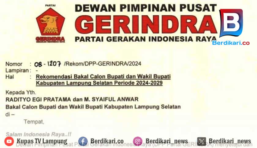 Gerindra Beri Rekomendasi Mantu Zulhas dan Syaiful di Pilkada Lamsel, Ini Kata Pengamat