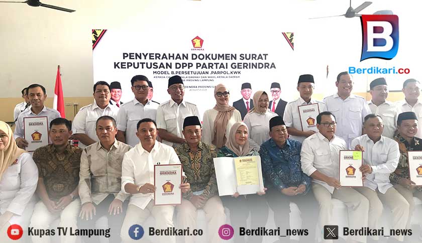 Gerindra Serahkan Form B.Persetujuan KWK 15 Kab/Kota di Lampung