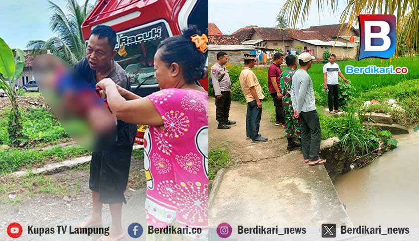 Berdikari Jasad Bayi Hanyut Ditemukan Di Aliran Sungai Pringsewu