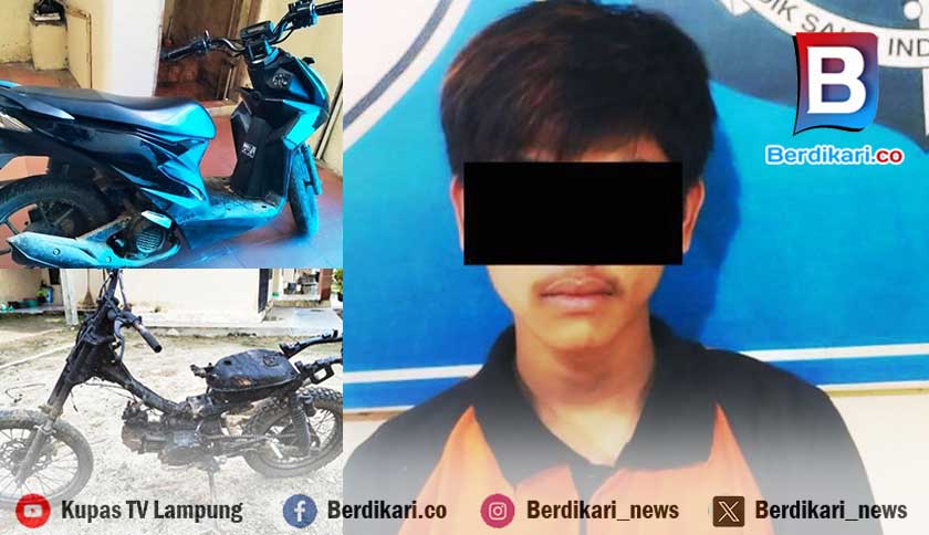 Kepergok, Motor Pencuri di Lampung Tengah Dibakar Massa