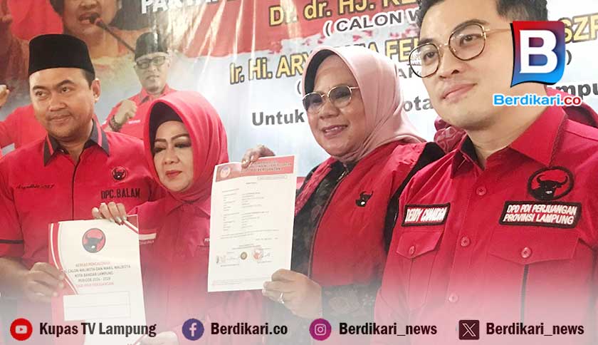 PDI-P Resmi Usung Reihana-Aryodhia di Pilwakot Bandar Lampung