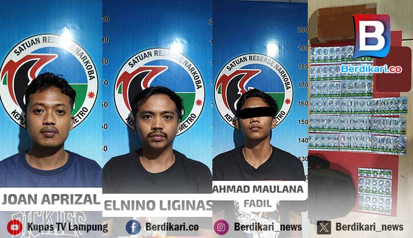 Polisi Ringkus 3 Pengedar Obat Berbahaya di Kota Metro