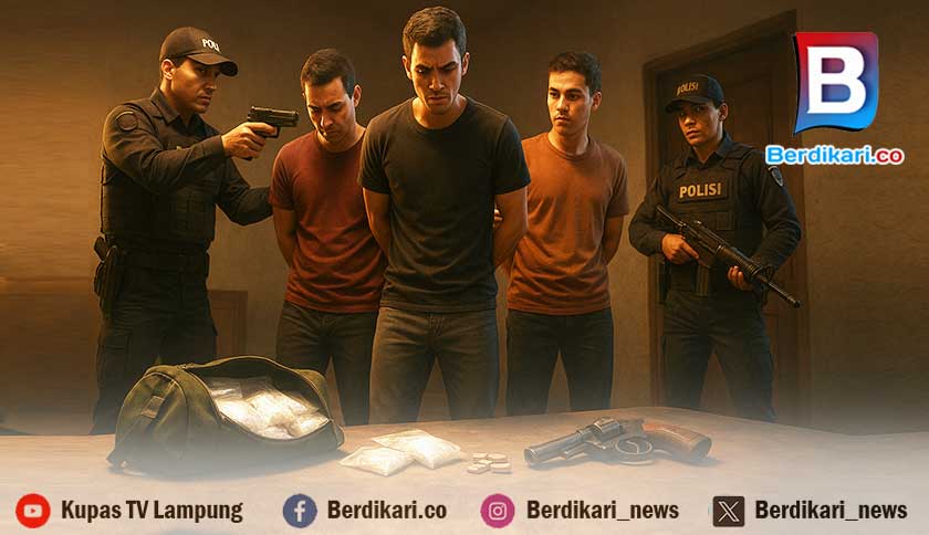 Polisi Sita Sabu Hingga Senpi dari 3 Pengedar di Tulang Bawang