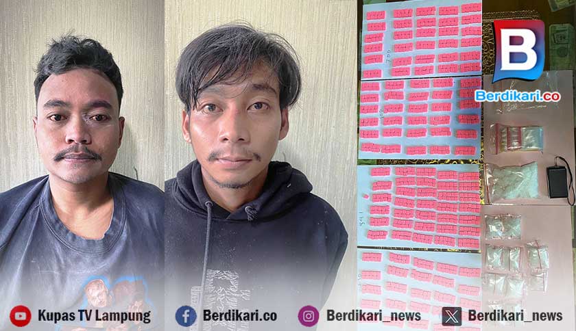 Polisi Tangkap 2 Pengedar di Lampung, Sita 192 Gram Sabu dan 1.091 Butir Ekstasi