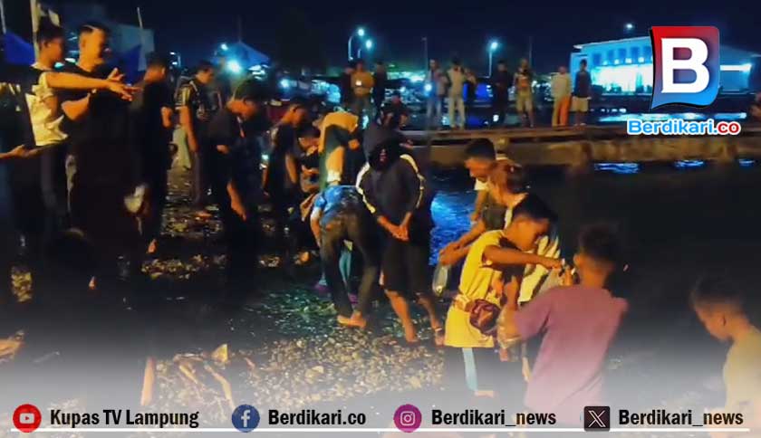 Ribuan Ikan Cekong Terdampar di Pantai Kotaagung, Warga Heboh dan Berkah Bagi Nelayan