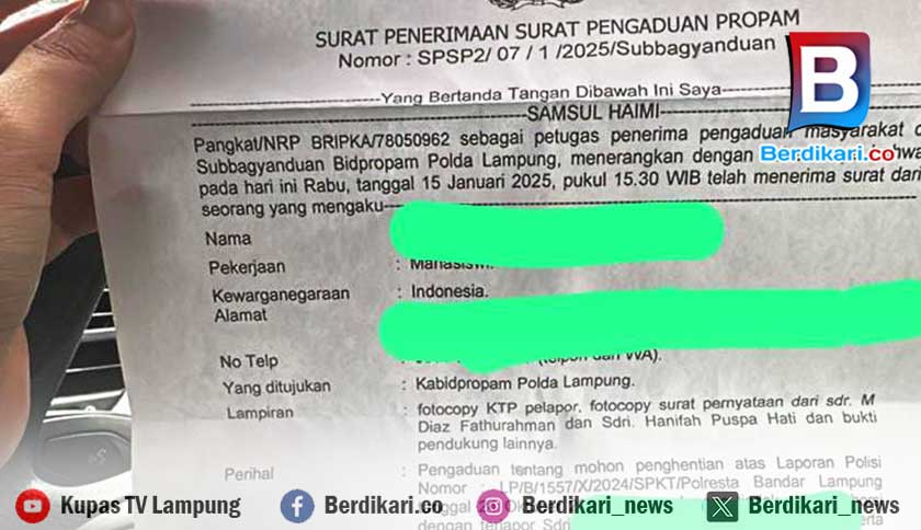 Wanita Asal Lamsel Lapor ke Polda, Ngaku Jadi Korban Dugaan Rekayasa Kasus Tindak Pidana Aborsi