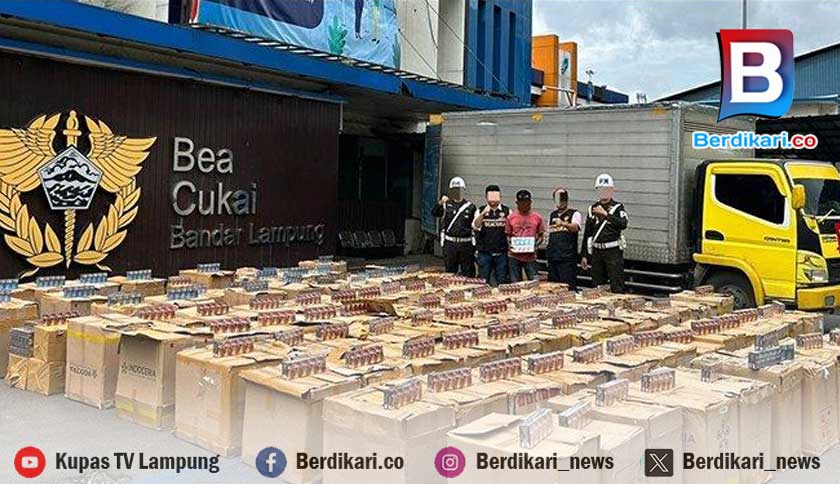 Bea Cukai Lampung Amankan 3,69 Juta Batang Rokok Ilegal Senilai 5,4 Miliar