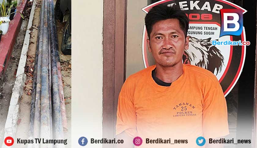 Curi 21 Tiang Telkom, Pria Warga Lampung Tengah Ditangkap Polisi