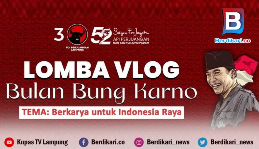 DPD PDI-P Lampung Gelar Lomba Vlog Bulan Bung Karno, Hadiah Jutaan Rupiah