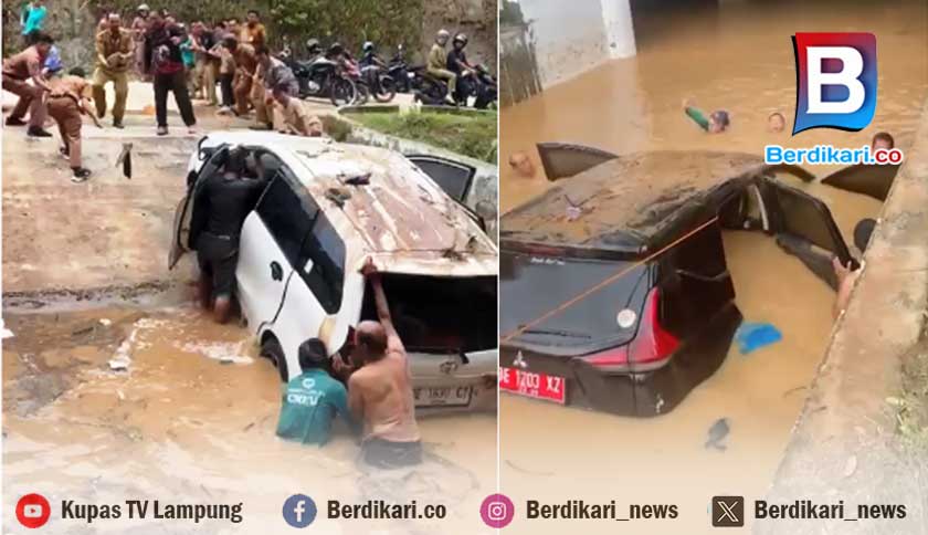 Genangan Air Belum Surut, Evakuasi Kendaraan di Kantor Bupati Pesisir Barat Dipercepat