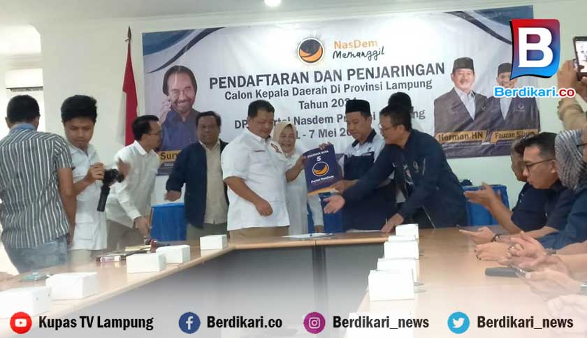 Kader Gerindra Geruduk NasDem Daftarkan Mirza Cagub Lampung