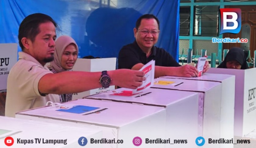 Nyoblos di Bandar Lampung, Ketua DPD PDI Lampung Sudin Harap Pemilu Bebas Money Politics