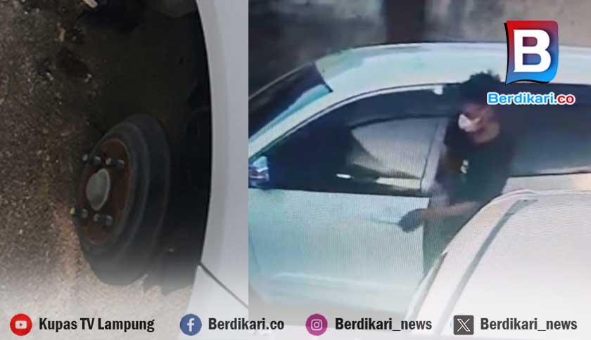 Pencuri Gondol 4 Ban Mobil dalam 4 Menit di Bandar Lampung