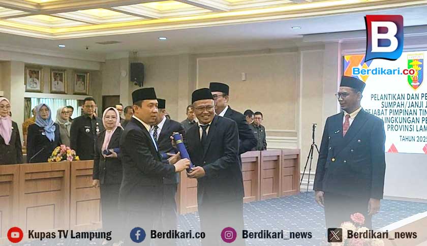 Sekdaprov Lampung Lantik Lima Pejabat Eselon II