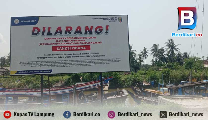 Telah Dipasang Himbauan Pakai Jaring Trol, Nelayan di Kuala Penet Lamtim Tak Menghiraukan