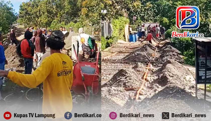 Warga Dadapan Tanggamus Perbaiki Jalan Rusak Secara Swadaya